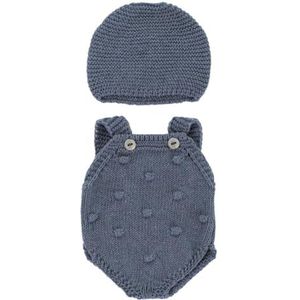 Miniland - Miniland Dolls 32 cm gerecyclede gebreide kleding set - romper en muts blauw
