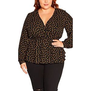 CITY CHIC City Chic Plus Size Polka Dot Sjaal Dames Shirt, zwart/karamel stippen