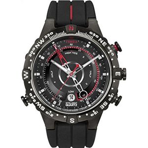 Timex Tide-Temp-Compass Smartwatch voor heren, kwarts, 45 mm, zwart, één maat, bandje, zwart.