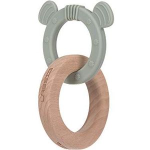 LÄSSIG Teether""2-in-1"" Hout/Silicone Little Chums Cat