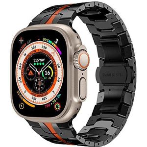 VeveXiao Reservebandje voor Apple Watch Ultra 49 mm, 45 mm, 44 mm, 42 mm en iWatch serie 8, 7, 6, 5, 4, SE, 3, 2, 1, roestvrij staal, robuust titanium reservebandje voor heren