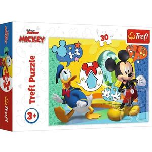 Trefl - Mickey, Mickey Mouse en Happy House – puzzel met 30 elementen – kleurrijke puzzels met Disney-figuren, Mickey Mouse, creatief entertainment, leuk voor kinderen vanaf 3 jaar