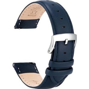 OTTOODY Leren horlogeband - 22 mm, 21 mm, 20 mm, 18 mm, 16 mm - snelsluiting - elegante reservearmband van leer voor dames en heren - zilveren gesp
