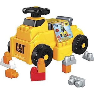 Mega Bloks – drager en CAT-constructie – draaiend stuurwiel, voorschep, kofferbak – 10 blokken – 4 bouwoppervlakken – cadeau vanaf 1 jaar, HDJ29