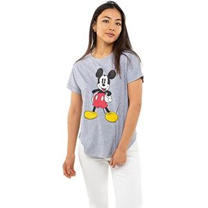 Disney Klassiek Mickey T-shirt voor dames, grijs.