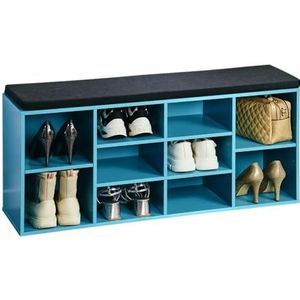 Kesper Schoenenkast met zitkussen, materiaal: spaanplaat, afwerking, afmetingen: B 103,5 x H 48 x D 29,5 cm, kleur: turquoise, zwart 15981 13