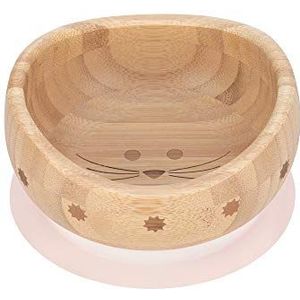 LÄSSIG Bamboeschaal met zuignap/Bowl Bamboo Wood Little Chums Mouse, roze