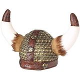 Widmann Nordmann Viking-helm met hoorns en bont, dief, hoed, themafeest, carnaval, 09169