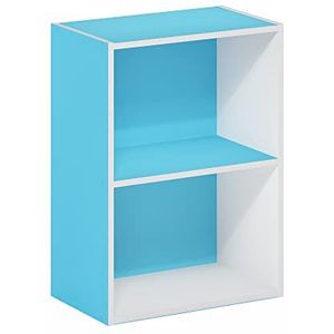 Furinno Luder Boekenkast met 2 etages, lichtblauw/wit