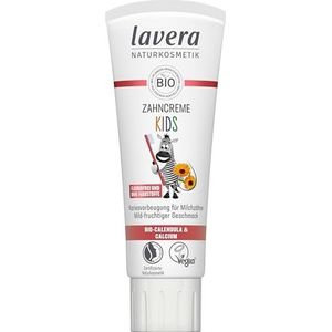lavera Kids Tandpasta, fluoridevrij, zonder kleurstoffen, beschermt melktanden, zacht en fruitig, biologische calendula en calcium, veganistisch, 75 ml