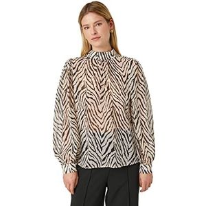 Koton Chiffon blouse met hoge hals en zebrapatroon Damesblouse, Design zwart (9d9)