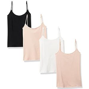 Amazon Essentials Set van 4 hemdjes voor dames, slim fit, beige/wit/zwart, maat XXL