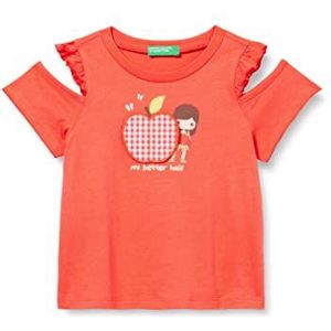 United Colors of Benetton T-shirt 3096g101i T-shirt met korte mouwen voor meisjes (1 stuk), Koraalrood 01n