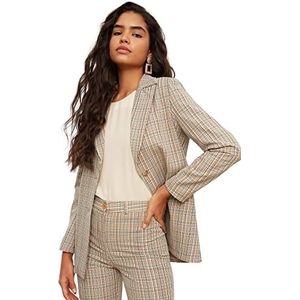 Trendyol Dames standaard geweven blazer met reverskraag beige, 70, Beige