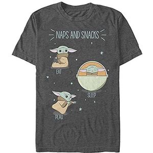 Star Wars Snack Yoda Organic T-shirt met korte mouwen uniseks, Zwart gemengd.