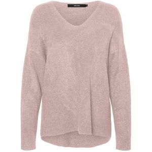 Vero Moda Damestrui, Vmcrewlefile Ls V-hals Blouse Noos, Kleur: sepia roze