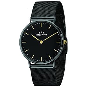 Chronostar Preppy herenhorloge van metaal, staal en PVD, zwart, riem, zwart., riem