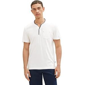 TOM TAILOR 1036367 Serafino T-shirt met borstzak voor heren, 1 stuk, 10332 - Off White