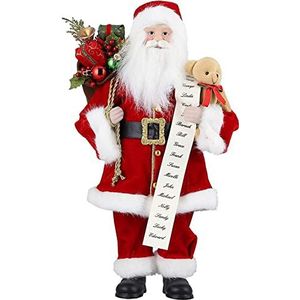 Uten Staande kerstman figuur met cadeauzakje en beer van 45,7 cm - kerstdecoratie