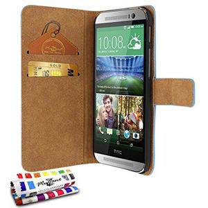 Muzzano Beschermhoes voor HTC One M8 [Le Folio Premium] [blauw] + stylus en reinigingsdoek van Muzzano® – Ultieme elegante en duurzame bescherming voor uw HTC One M8