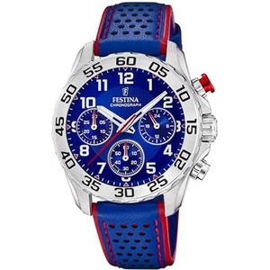 Festina Jongens Quartz Chronograaf Horloge Lederen Band F20458/2 Blauw Armband, Blauw, Sportief chic