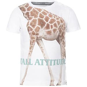 Koko Noko Witte jongen T-shirt met giraffe print, wit, 104, Wit