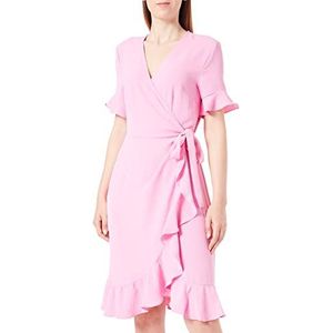 ONLY Onlmette S/S Wrap Frill Dress Wvn Cs wikkeljurk voor dames, Fuchsia roze