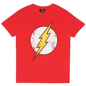 DC Comics The Flash Distressed Logo T-Shirt, kinderen, 104-182, Merce Ufficialee, Rood