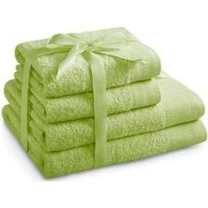 AmeliaHome 2 handdoeken 50 x 100 cm lichtgroen en 2 badhanddoeken 70 x 140 cm 100% katoen absorberend celadongroen Amari