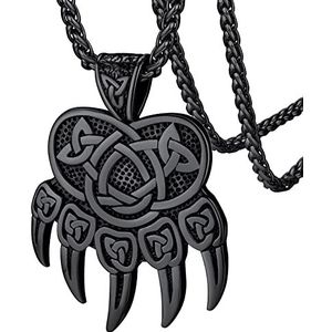 FaithHeart Viking Odin halsketting voor heren, hanger God van Odin/hoorns van Odin goud/zwart/roestvrij staal met ketting 55 + 5 cm, Scandinavische sieraden, bescherming voor jongens en vrouwen,