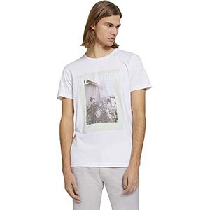 TOM TAILOR Denim Foto-T-shirt voor heren, wit 20000 S, wit 20000