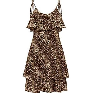 LYNNEA Robe pour femme avec imprimé léopard 19222826-LY02, beige léopard, taille S, Robe avec imprimé léopard, S