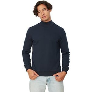Trendyol Slim Fit sweatshirt effen opstaande kraag trainingspak heren, marineblauw, M, Navy Blauw
