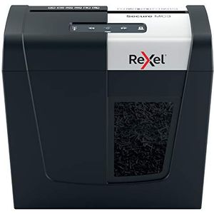 Rexel Secure MC3 Whisper-Shred Papiervernietiger, Microsnippers, Capaciteit 3 Vellen Papier, Stil En Compact, Veiligheidsniveau P-5, 14L Opvangbak (150 A4 Vellen), Zwart
