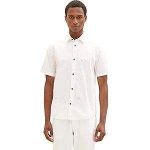 TOM TAILOR 1036234 hemd met korte mouwen en alloverprint heren (1 stuk), 31844 - design gebroken wit