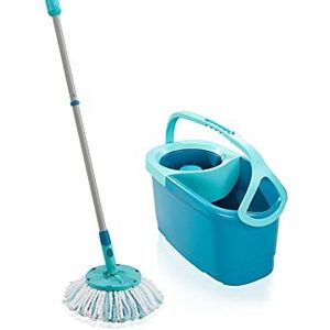 Leifheit Set Clean Twist Disc Mop Ergo wastafels, emmer en dweil, eenvoudig te bedienen, microvezel mop en telescoopsteel