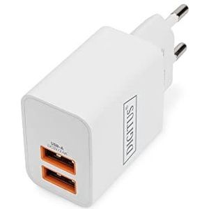 DIGITUS USB-oplader, 2 USB-A-poorten, 15 W, 2 x 2,4 A, wit