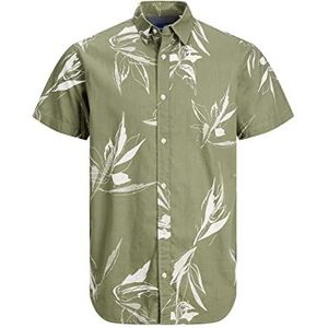 JACK & JONES PLUS Jorcrayon Aop Shirt Ss Pls T-shirt voor heren, Groen (groene aceite)