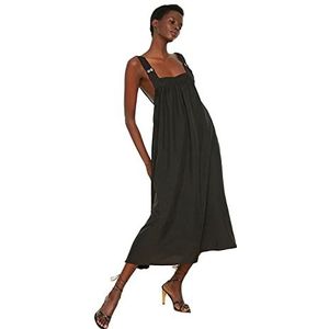 Trendyol Robe midi décontractée tissée pour femme, Noir, 68
