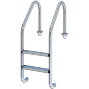 Productos QP - Zwembadladder 2 sporten standaard ladder roestvrij stalen ladder met anker en doppen, ladder 500 mm