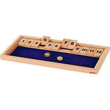 goki 56651 Shut The Box dobbelspel 32,2 x 17,3 x 3,2 cm, hout, 2 dobbelstenen, natuur/blauw