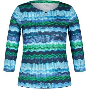 Rundhals Langarmshirt mit Alloverprint, Türkis 46