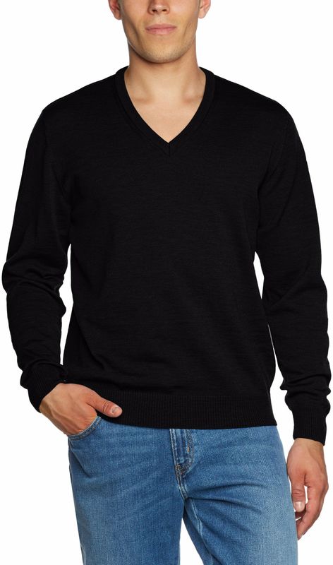 Maerz Muenchen Pullover V-Ausschnitt 1/1 Arm, Black schwarz 54
