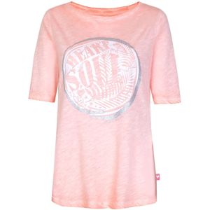 Rundhals T-Shirt mit Frontprint, Rosa M