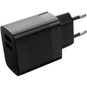 FIXED Home Charger 2x USB-A 17W/Lightning cable 1m Black