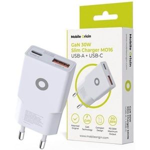 Mobile Origin GaN 30W Slim Charger MO16 - USB-A + USB-C