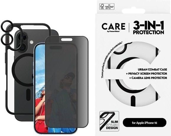 CARE by PanzerGlass Flagship 3-in-1 Privacy Bundle iPhone 16