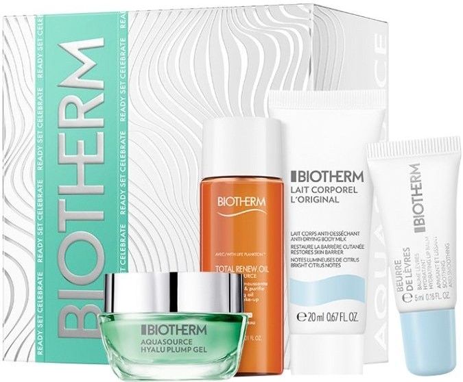 Biotherm - Aquasource Hyalup Recruit Set - Gezichtsverzorging - 15 ml Gel + 30 ml Olie + 20 ml Lait Corporel + 5 ml Lippenbalsem