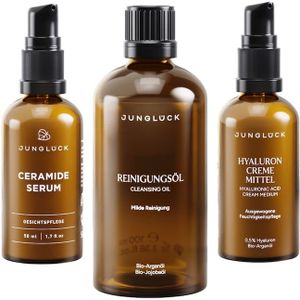 Junglück Reinigingsolie Ceramide Serum Hyaluron Crème Medium Set Gezichtsverzorgingssets 200 ml