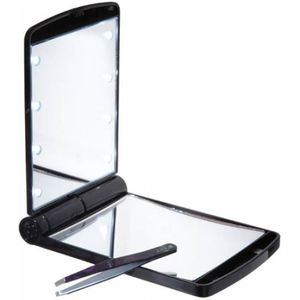UNIQ Pocketspiegel met LED -licht en 5x vergroting Make-up spiegels Zwart